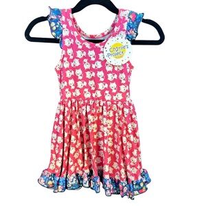 Charlie’s Project Twirl Dress Pink Kitten Ruffles Pockets Size 12-24 Mos New